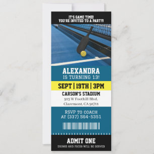 Pickleball Ticket Birthday Invitation