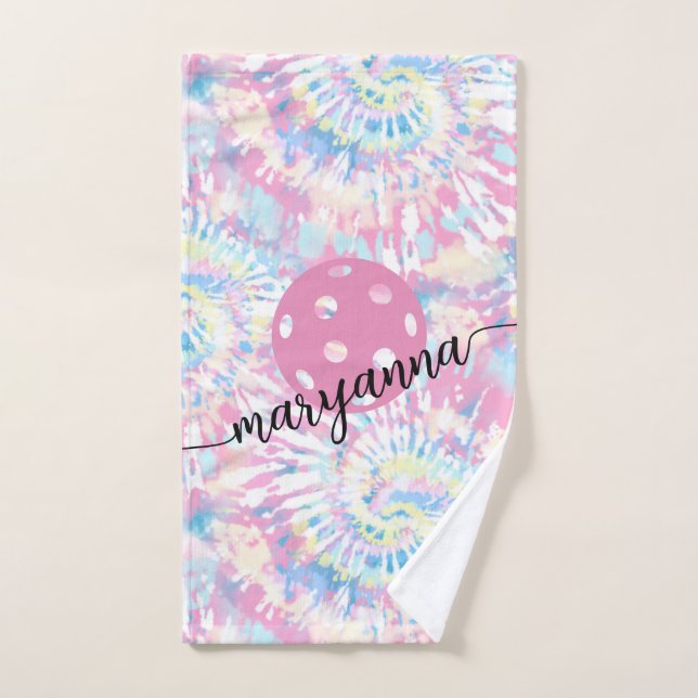 Pickleball Tie Dye Script Personalized Sport Hand  Hand Towel (Hand Towel)