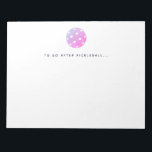 Pickleball To Do After Pickleball Player Notepad<br><div class="desc">This notepad features a pickleball with the phrase "To Do After Pickleball... ". Text is customizable with a phrase or name of your choice. Makes a great gift for pickleball players. Part of a collection from Parcel studios.</div>