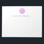 Pickleball To Do After Pickleball Player Notepad<br><div class="desc">This notepad features a pickleball with the phrase "To Do After Pickleball... ". Text is customizable with a phrase or name of your choice. Makes a great gift for pickleball players. Part of a collection from Parcel studios.</div>