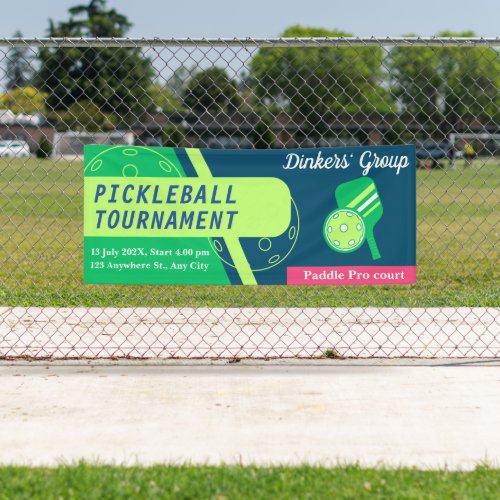 Pickleball Tournament Banner Green and Teal Blue