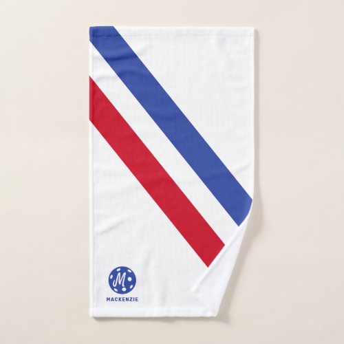 Pickleball Towel Red White Blue Stripe Personalize