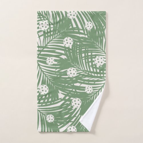Pickleball Tropical Palm Green Fun Unique Hand Towel