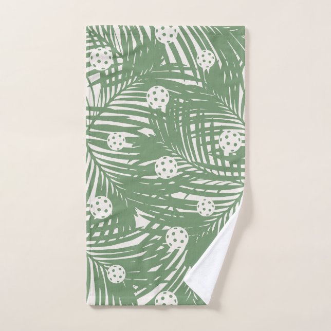Pickleball Tropical Palm Green Fun Unique Hand Towel (Hand Towel)