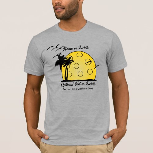 Pickleball Tropical Palm Tree Sun Custom Name T_Shirt