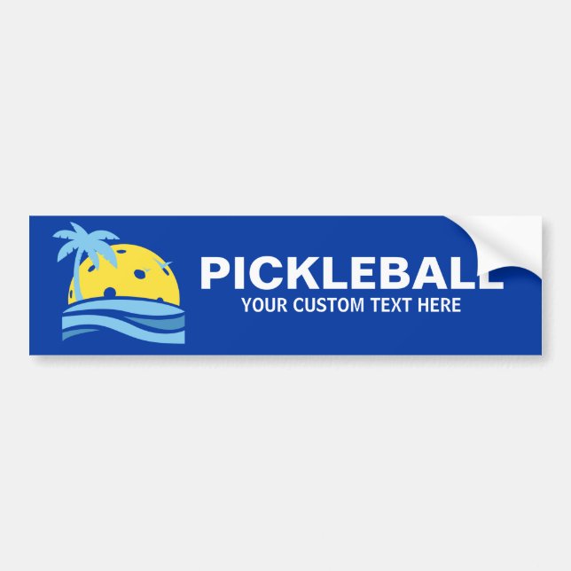 Pickleball Tropical Palm Tree Sun Your Custom Text Bumper Sticker (Front)