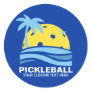 Pickleball Tropical Palm Tree Sun Your Custom Text Classic Round Sticker