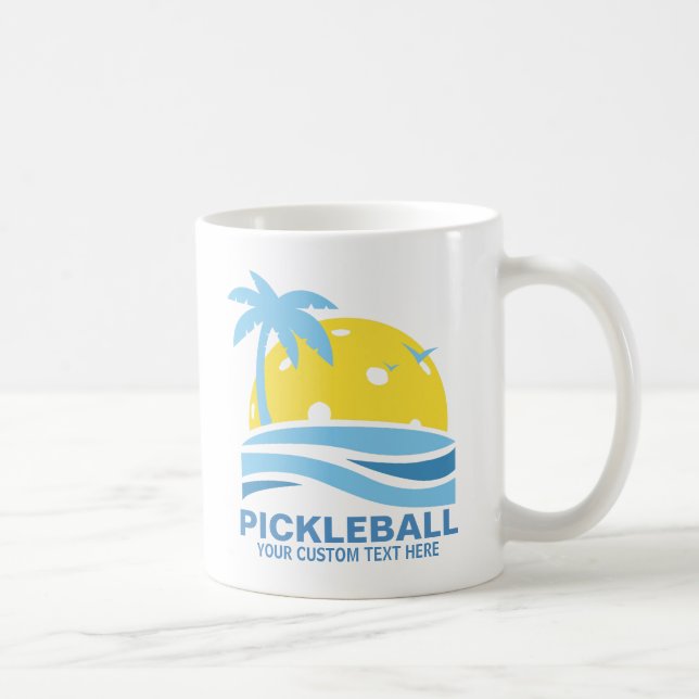 Pickleball Tropical Palm Tree Sun Your Custom Text Coffee Mug (Right)