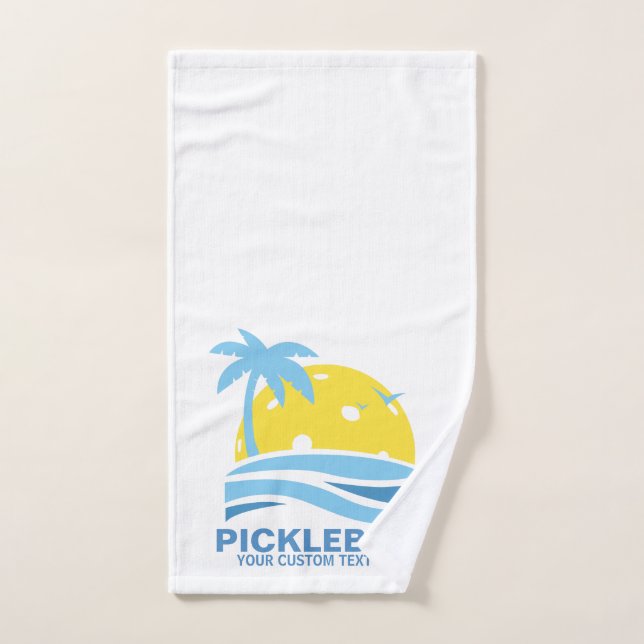 Pickleball Tropical Palm Tree Sun Your Custom Text Hand Towel (Hand Towel)