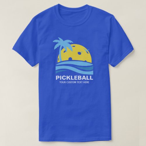 Pickleball Tropical Palm Tree Sun Your Custom Text T_Shirt