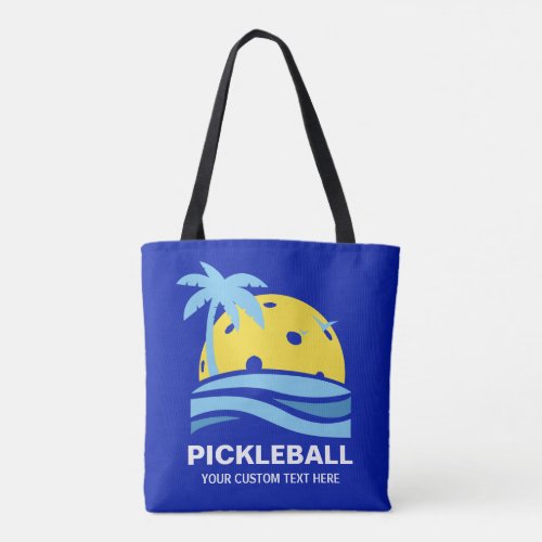 Pickleball Tropical Palm Tree Sun Your Custom Text Tote Bag