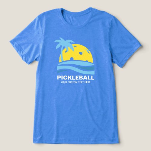 Pickleball Tropical Palm Tree Sun Your Custom Text Tri_Blend Shirt