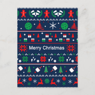  Pickleball🎄 Ugly Sweater Christmas, custom text Postcard