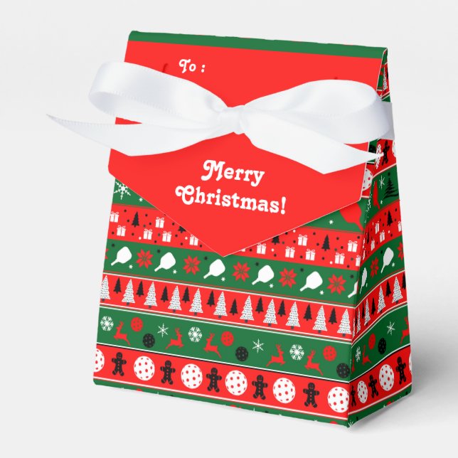 Pickleball Ugly Sweater Favor Boxes (Front Side)