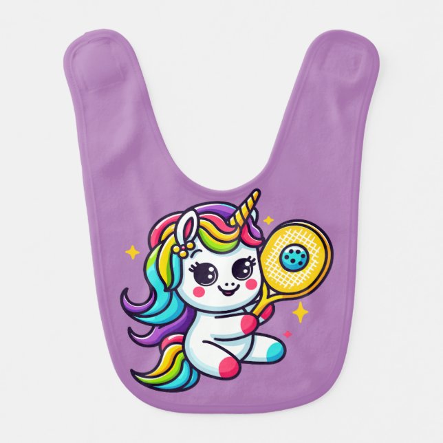 Pickleball Unicorn  Baby Bib (Front)