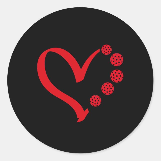 Pickleball Valentine Day Heart Pickleball  Classic Round Sticker (Front)