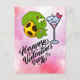 Pickleball Valentine's Day funny with wine Holiday Postcard