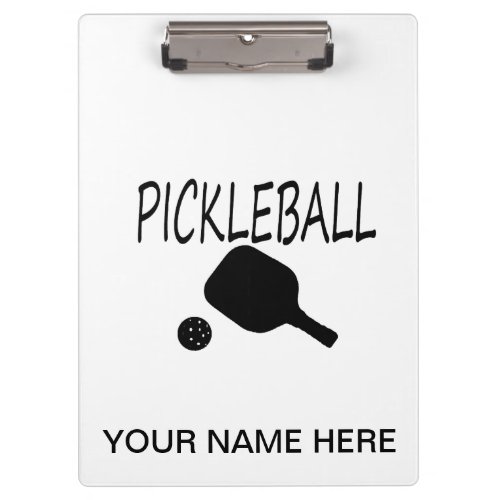 pickleball w paddle and ball black clipboard