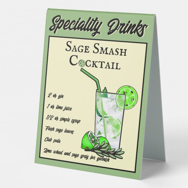Pickleball Wedding Bachelorette Specialty Cocktail Table Tent (Back)