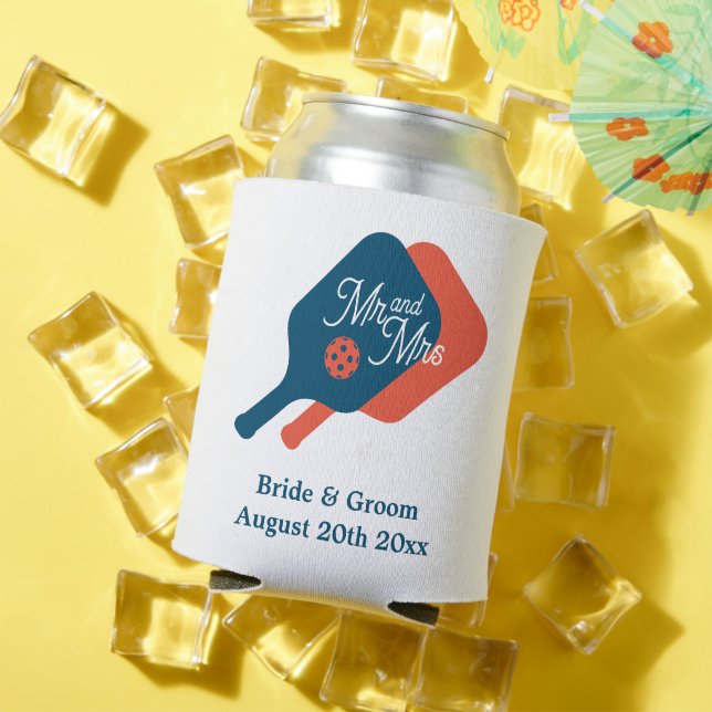 Pickleball wedding can cooler. Fun beverage holder Can Cooler (In Situ Summer)