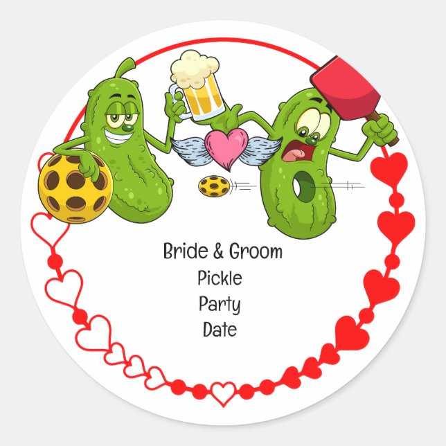 Pickleball Wedding  Classic Round Sticker (Front)