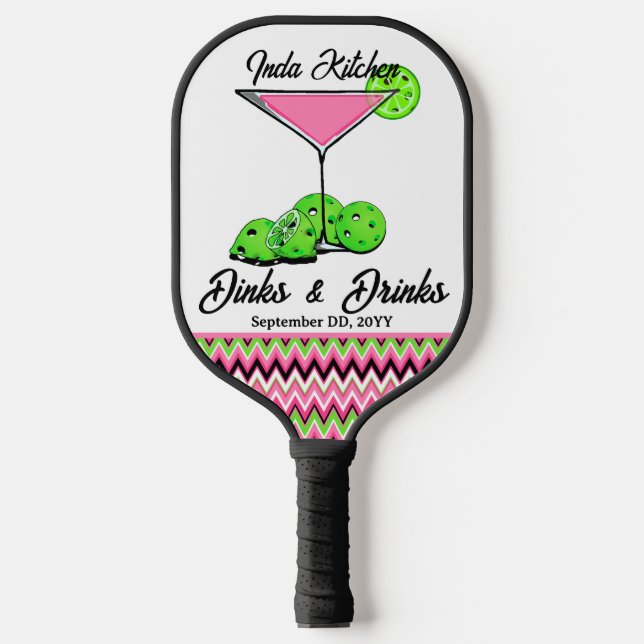 Pickleball Wedding Cosmo Cocktail Personalized Paddle (Front)