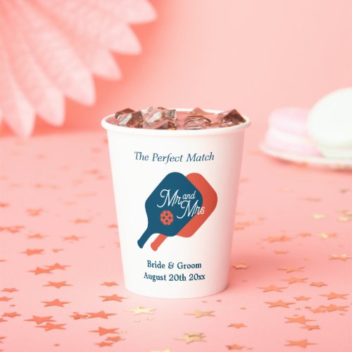 Pickleball wedding paper cup for the perfect match