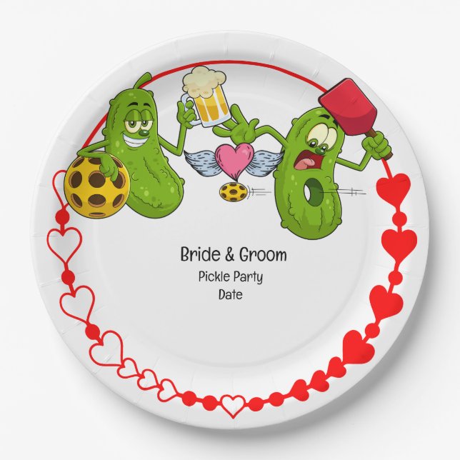Pickleball Wedding  Paper Plates (Front)