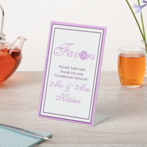 Pickleball Wedding Personalized Lavender and White Pedestal Sign
