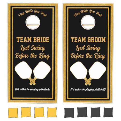 Pickleball Wedding Play While You Wait Personalize Cornhole Set