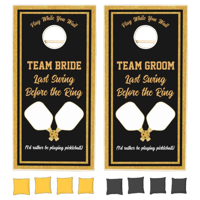 Pickleball Wedding Play While You Wait Personalize Cornhole Set (Set)