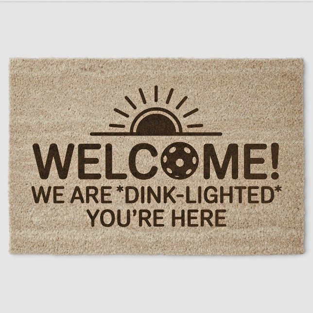 Pickleball Welcome Dink-Light Kitchen Welcome Mat (Front)