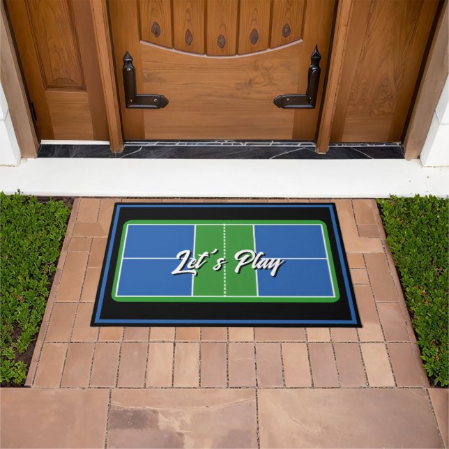 Pickleball Welcome Mat Blue Green Personalized (Outdoor)