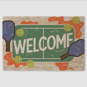 Pickleball Welcome Paddle Green Court Welcome Mat