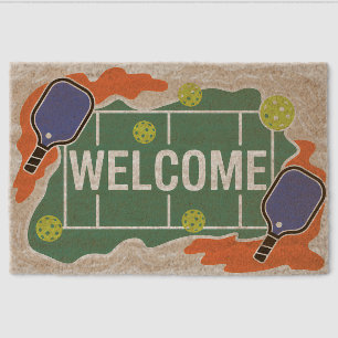 Pickleball Welcome Paddle Green Court Welcome Mat