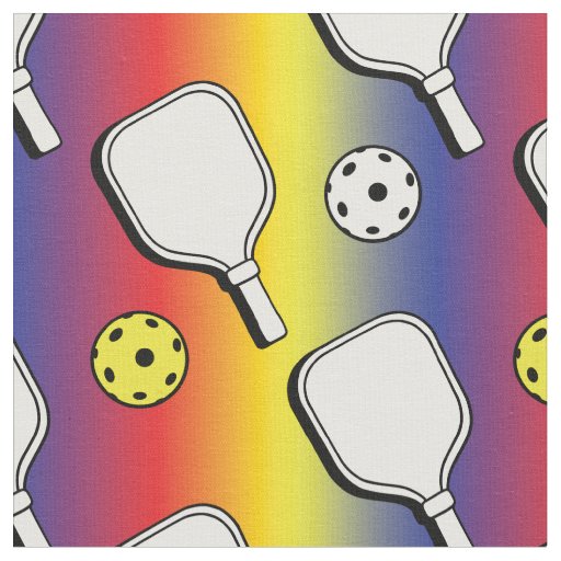 Pickleball - white on gradient mixed colours bg fabric