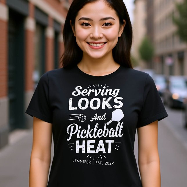 Pickleball White Text Funny Gift Personalized T-Shirt (pickleball gift personalized shirt women typography paddle birthday christmas club funny saying)