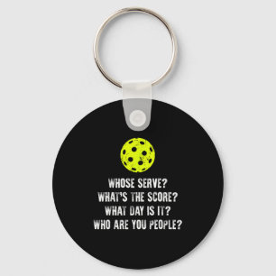 Pickleball whose serve whats score pickle ball keychain