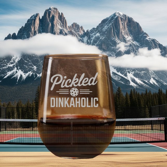 Pickleball Wine Glass Pickled Dinkaholic  (GET PICKLED PLAY PICKLEBALL)