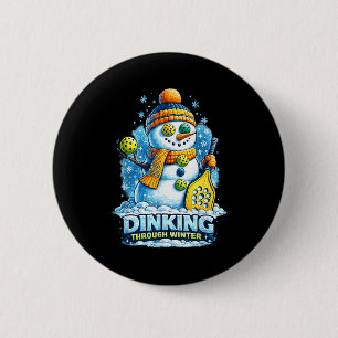 Pickleball winter snowman dinking through winter button