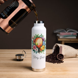 Pickleball with beautiful flowers water bottle