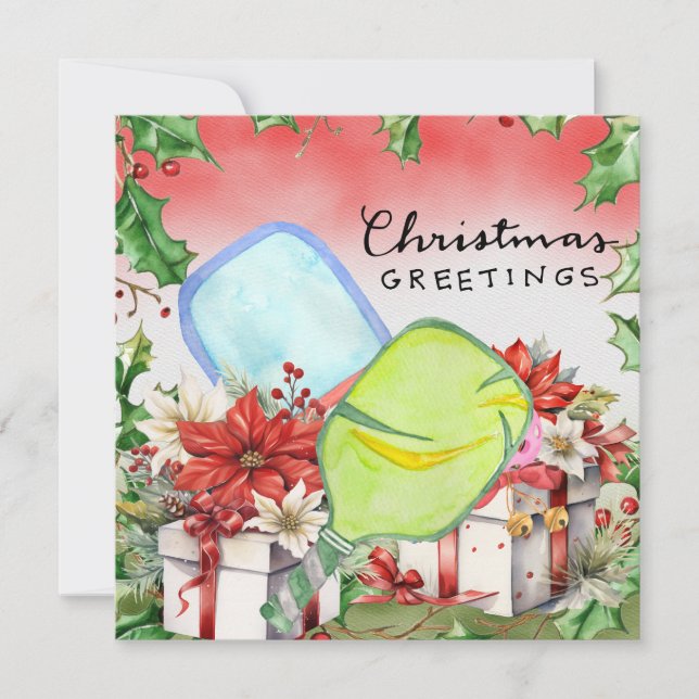 Pickleball with Christmas Frame Holiday Card (Front)