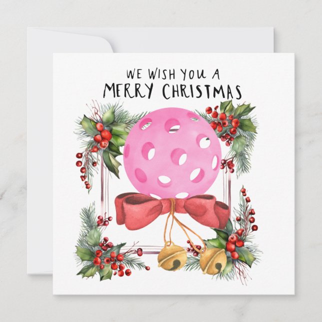 Pickleball with Christmas Frame Holiday Card (Front)