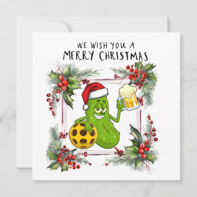 Pickleball with Christmas Frame Holiday Card (Front)