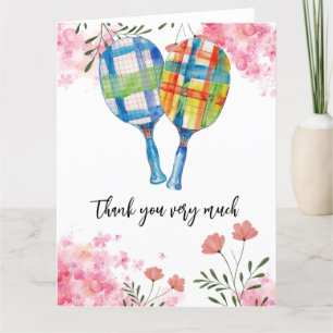 Pickleball with Flower watercolor Thank You Card