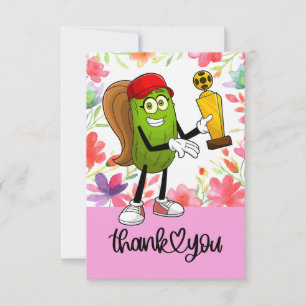 Pickleball with flowers for woman player thank you card
