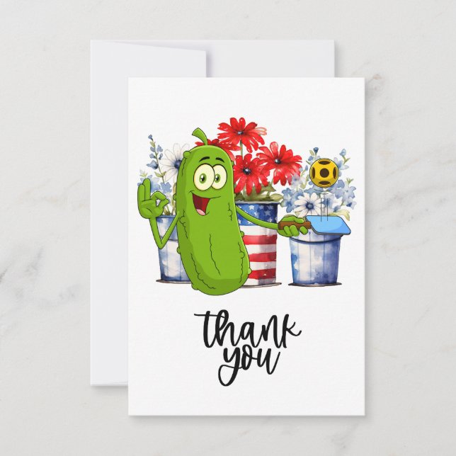 Pickleball  with flowers funny  thank you card (Front)