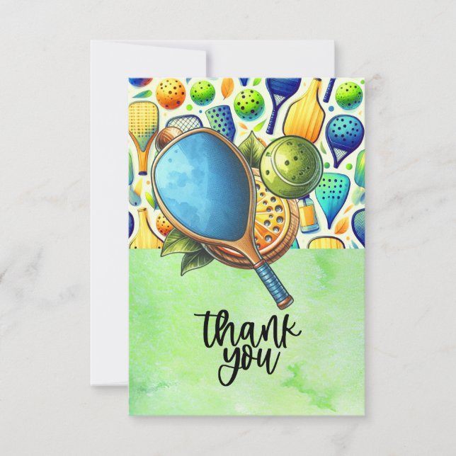 Pickleball  with flowers funny  thank you card (Front)