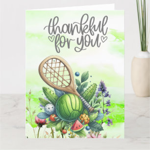 Pickleball with flowers letterpress thank you card