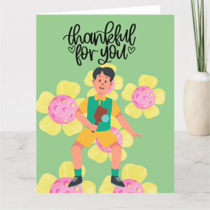 Pickleball with flowers letterpress thank you card